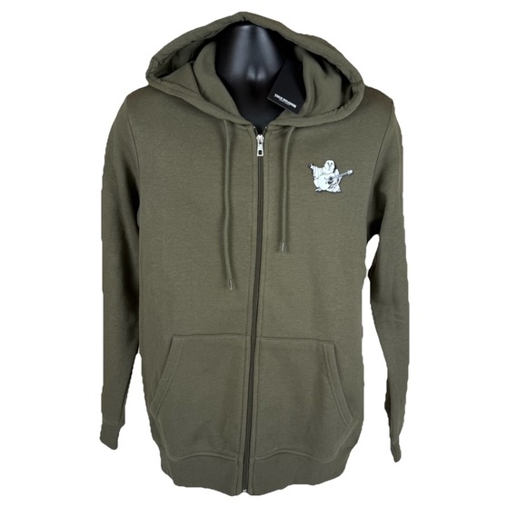 True Religion Radiant Buddha Zip Up Hoodie Men's Small Kalamata Green New $119 - Picture 3 of 9